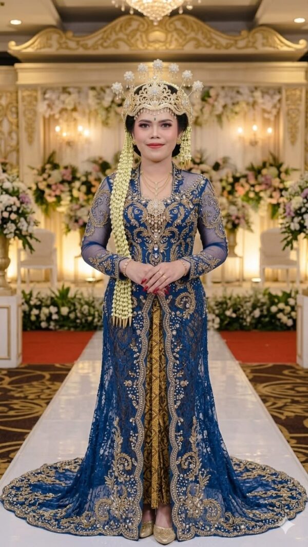 download (100) Royal Sapphire Blue Sundanese Bridal Kebaya Gown
