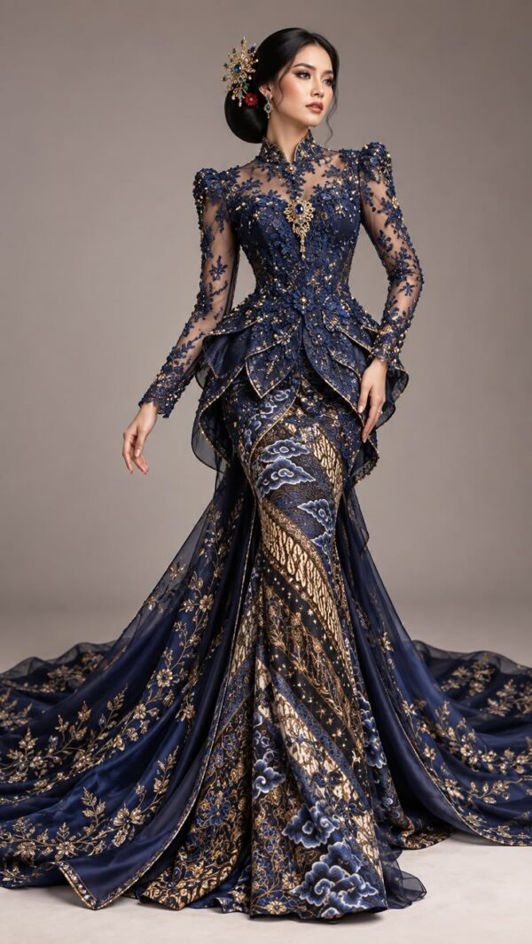 download - 2026-10-09T192046.036 Royal Navy Couture Peplum Kebaya & Batik Train Gown