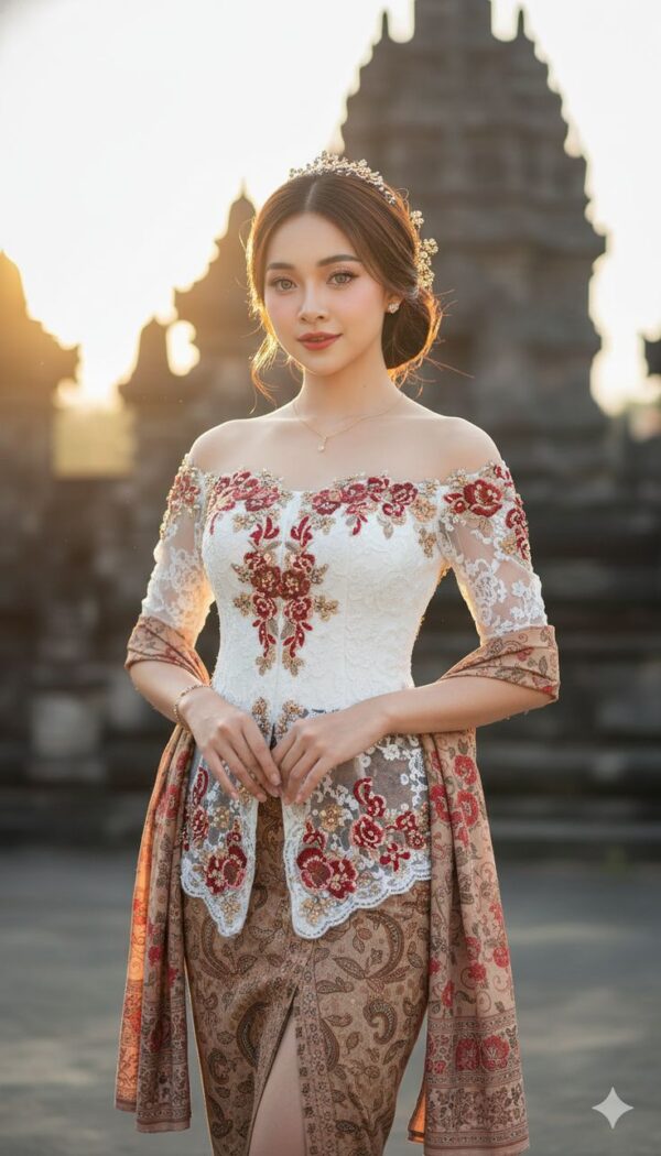download (98) Elegant Off-Shoulder White & Floral Kebaya Set